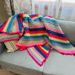 Colorful Striped Crochet Blanket